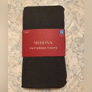 Merona Black-Gray Herringbone Patterned Tights